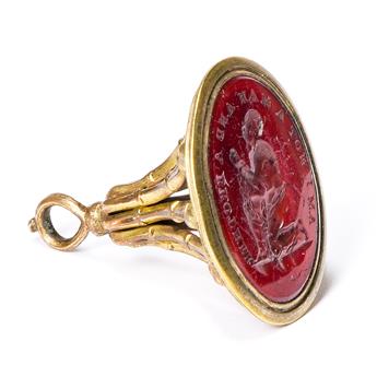 (ABOLITION.) "Am I Not a Man and a Brother" wax seal fob.